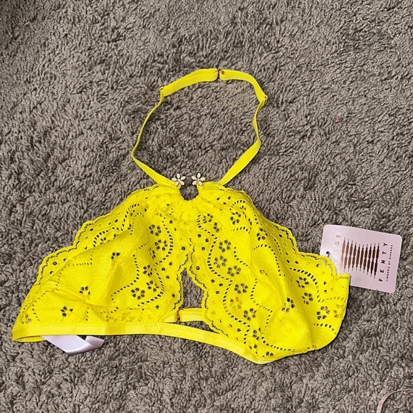 Savage Fenty Yellow Lace Halter Bralette - Picture 1 of 3